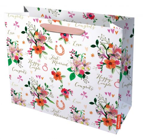 Just Married Foil Carrier Bag