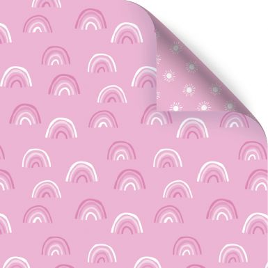 Gift Wrap Rainbows and Stars Pink