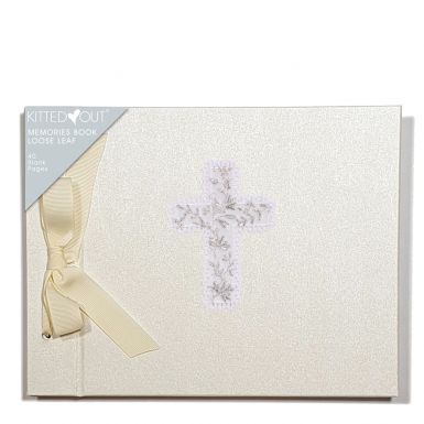 Embroidered Cross Loose Leaf Memories Book
