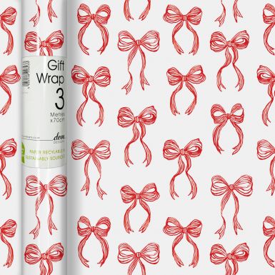 3M x 70CM Roll Wrap Festive Bows