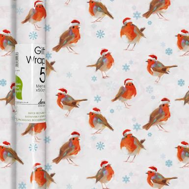 5M x 50CM Roll Wrap Winter Robins