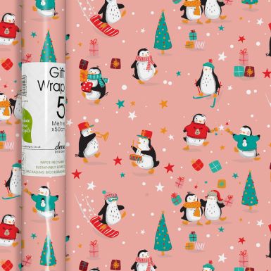 5M x 50CM Roll Wrap Penguins