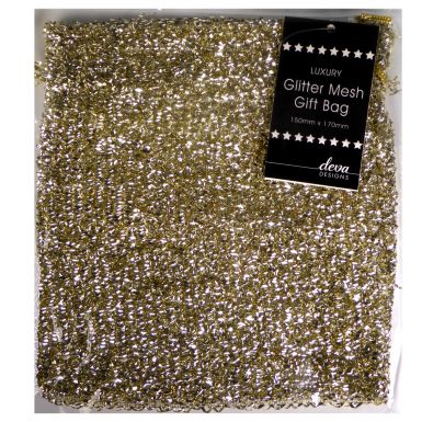 Gift Bag Gold Glitter Mesh