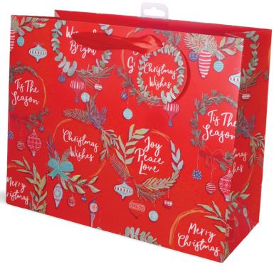 Gift Bag Carrier Red Wreaths