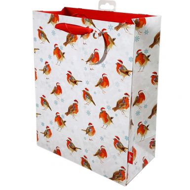 Gift Bag Large Winter Robins