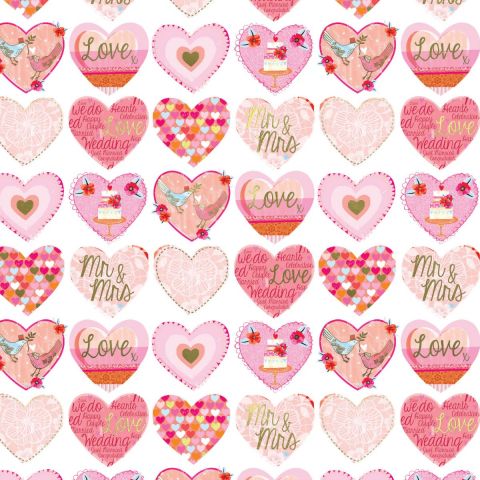 Wedding Hearts Foil Flat Wrap