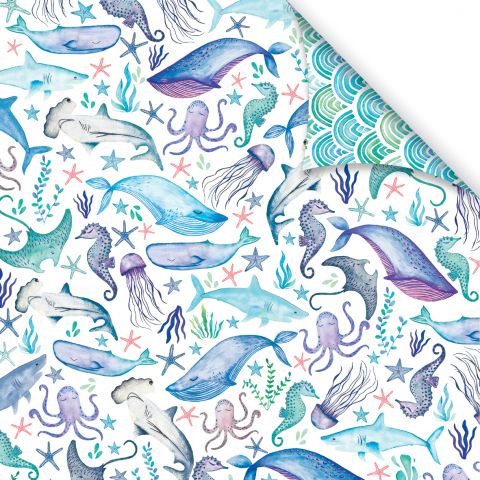 Gift Wrap Sea Whales Spot Varnish