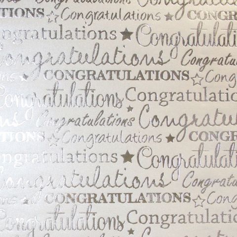 Congratulations Foil on Pearl Flat Wrap RRP £2.50