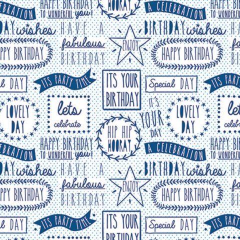 Blue Birthday Foil Flat Wrap RRP £2.50