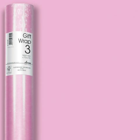 3M x 70CM (Essential) Roll Wrap Soft Pink