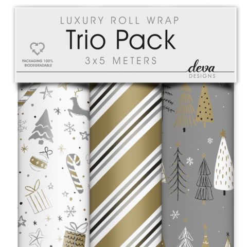 3 x 5M x 50CM Roll Wrap Trio Pack Contemporary