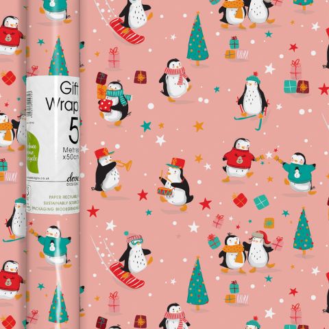 5M x 50CM Roll Wrap Penguins