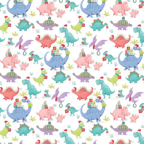 Gift Wrap Festive Dino