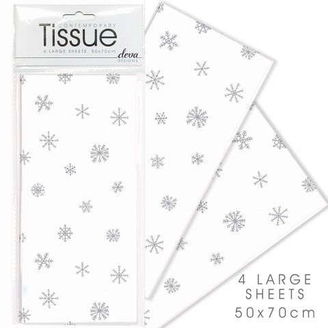 Tissue Silver Snowflakes