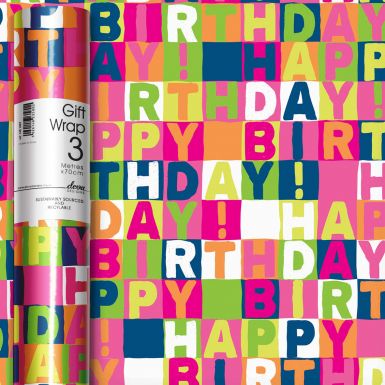 3M x 70CM Roll Wrap Neon Birthday Pink