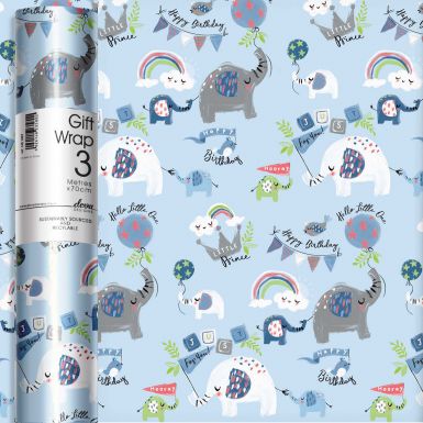 3M x 70CM Roll Wrap Bunny Blue