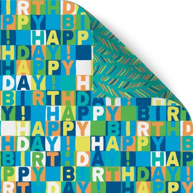 Gift Wrap Neon Birthday Blue