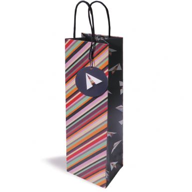 Gift Bag Bottle Paper Planes Stripe