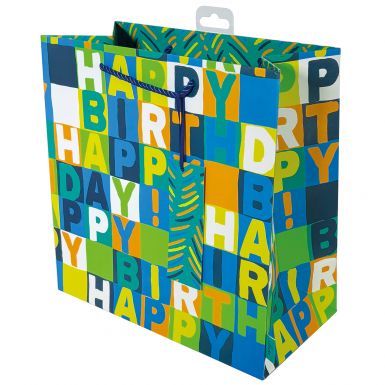 Gift Bag Large Neon Birthday Blue