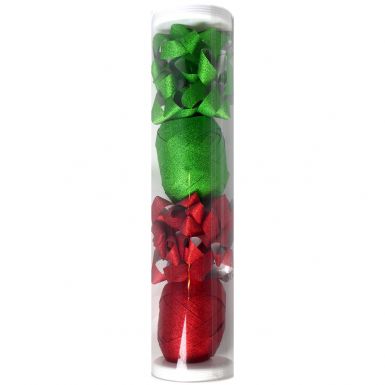 Bow & Curling Tube Sparkle Red & Green
