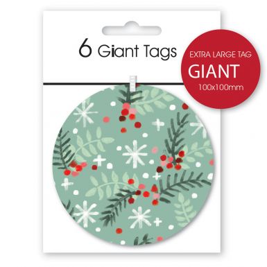 Pack of 6 Giant Tags - Festive Foliage