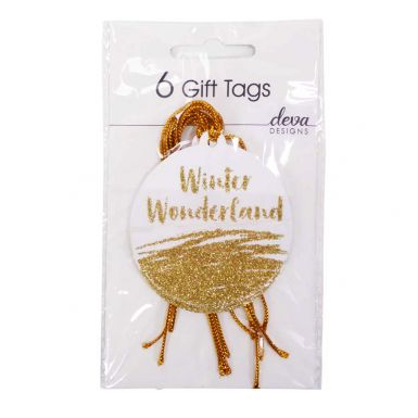 Pack of 6 Tags - Gold Glitter