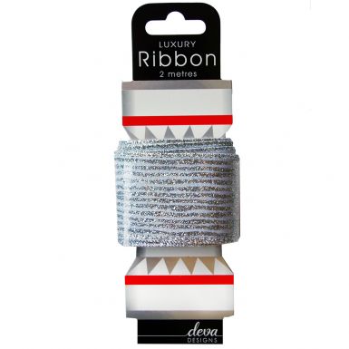 Glitter Silver Wired Ribbon