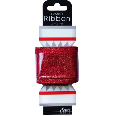Glitter Red Wired Ribbon