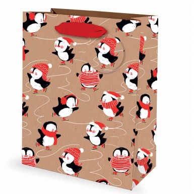 Gift Bag Large Kraft Penguin