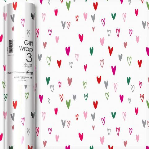 3M x 70CM Roll Wrap Contemporary Hearts