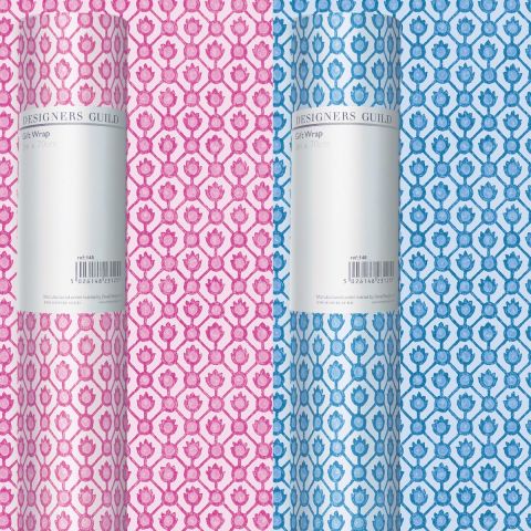 3M x 70CM Roll Wrap Designers Guild Jaal Pink and Blue Assorted