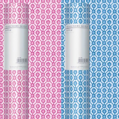3M x 70CM Roll Wrap Designers Guild Jaal Pink and Blue Assorted