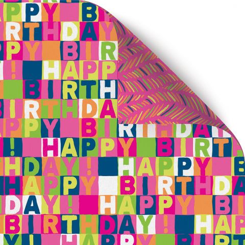 Gift Wrap Neon Birthday Pink