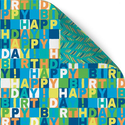 Gift Wrap Neon Birthday Blue