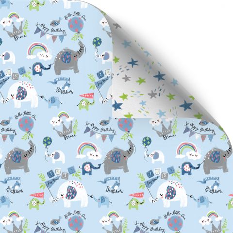 Gift Wrap Baby Bunny Blue