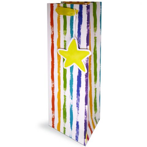 Gift Bag Bottle Rainbow Stripe