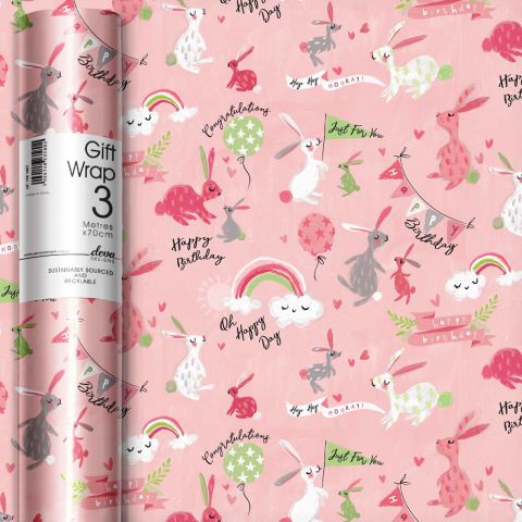 3M x 70CM Roll Wrap Bunny Pink