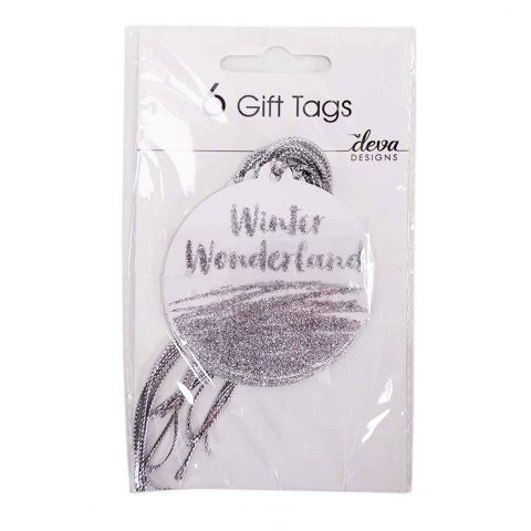 Pack of 6  Tags - Silver Glitter